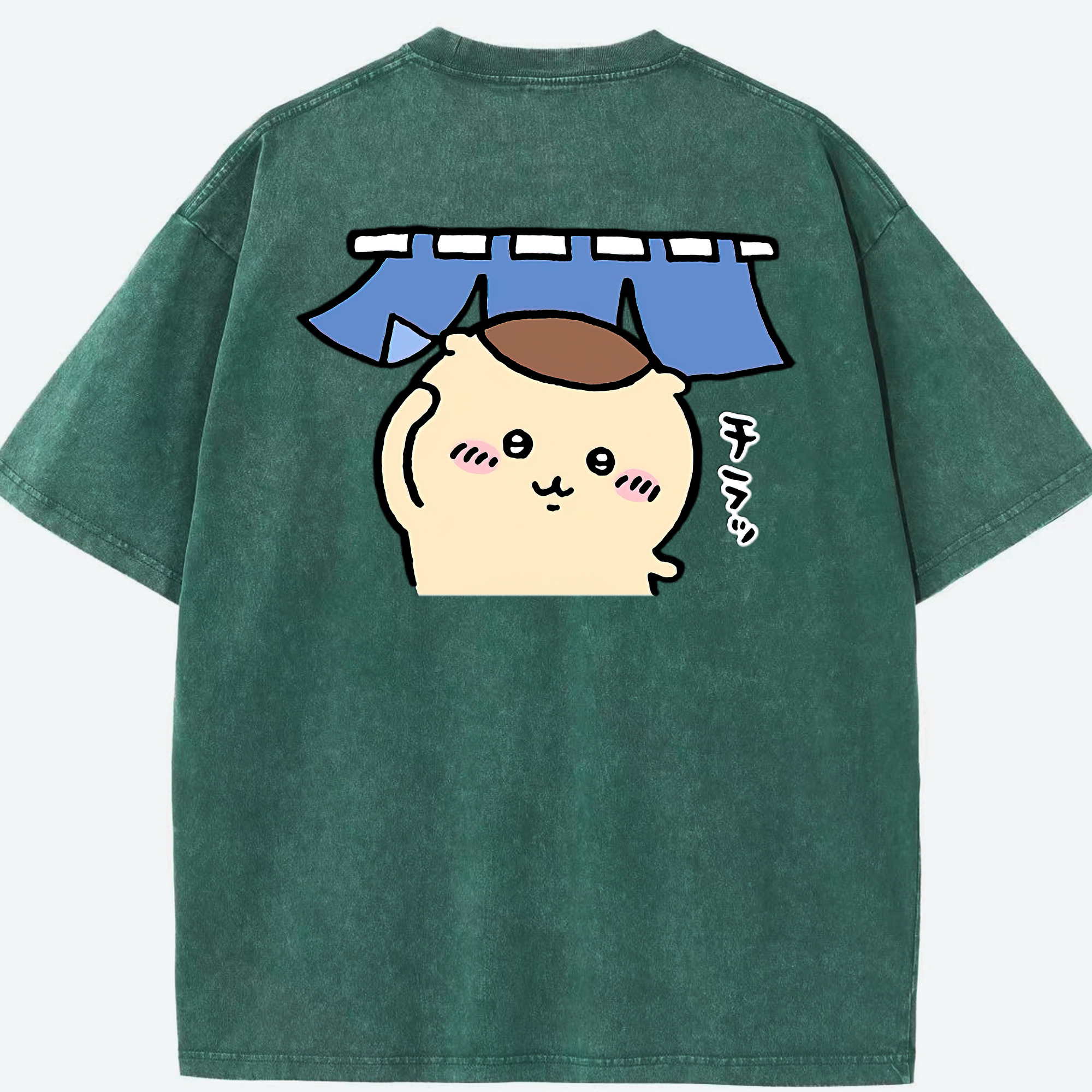 （画像用） ちいかわ くりまんじゅう Chii-kawa kuri manjū 綿100% ヴィンテージ風 半袖Tシャツ（背面プリント）